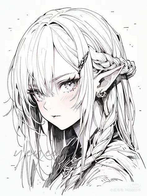 By yeyeye Anime Portrait Reference, Anime Sketch Female, Anime Female Hair, Cool Coloring Pages Aesthetic, Anime Hairstyles Female, Coloring Pages Aesthetic, Pages Aesthetic, Book Cover Art Design, Manga Coloring Book