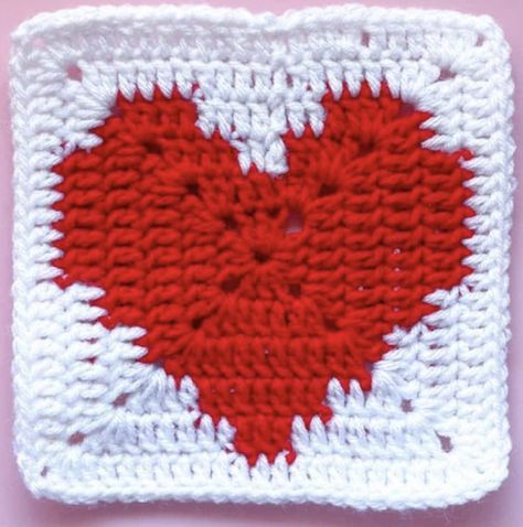 Heart Granny Squares Crochet Pattern, Heart Shaped Granny Square Pattern, Solid Heart Granny Square Pattern, Big Heart Granny Square, Crochet Granny Square Heart Pattern Free, Solid Heart Granny Square, Crochet Heart Square Pattern Free, Granny Heart Crochet Pattern Free, Heart Square Crochet Pattern