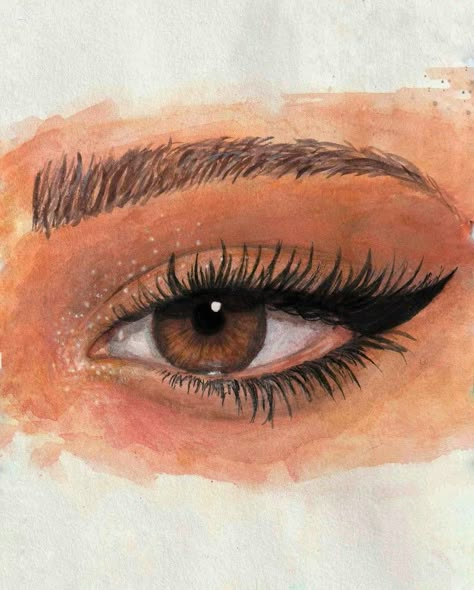 You With The Dark Curls Watercolor Eyes, How To Paint Brown Eyes, Brown Eye Painting, Eyes Drawing Color Water, Realistic Eye Watercolor Painting, Eyes Watercolor, Green Eye Drawing Colored Pencils, Drawing Eye, Inspiration Portrait