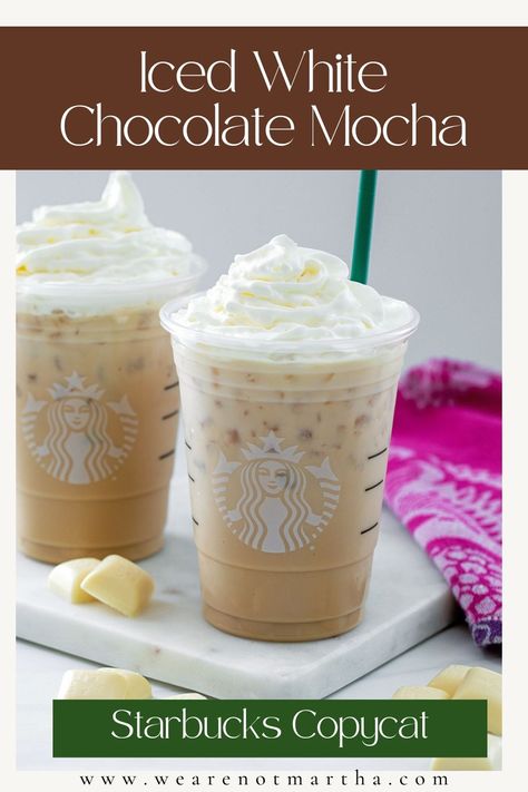 Enjoy your favorite coffeehouse treat at home with this copycat recipe for Starbucks Iced White Chocolate Mocha. This refreshing drink blends bold espresso with rich, homemade white chocolate mocha sauce and creamy milk, creating a luxurious and indulgent iced coffee experience. Perfect for those days when you crave a special pick-me-up right in the comfort of your own kitchen. Mocha Sauce Recipe, Starbucks White Chocolate, Mocha Latte Recipe, Peppermint Mocha Recipe, Iced White Chocolate Mocha, Iced White Mocha, Starbucks Mocha, Turtle Brownies, White Chocolate Sauce