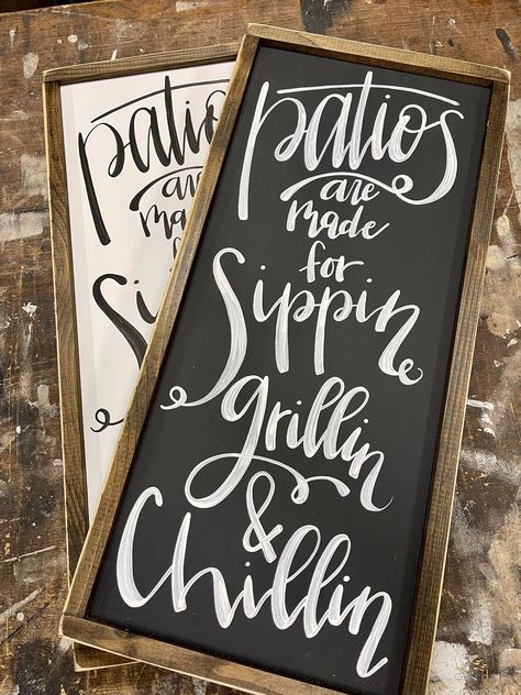 Black Back Porch Ideas, Welcome To Our Patio Sign, Deck Signs Outdoor, Back Porch Signs, Patio Signs Outdoor, Front Patio Decorating Ideas, Easy Gardening Ideas, Back Porch Decorating, Front Porch Ideas Decor