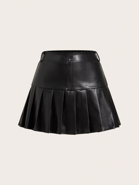 Women's Pleated Faux Leather Skirt, College Style, Summer Black Casual   PU Leather Plain Pleated Slight Stretch  Women Clothing, size features are:Bust: ,Length: ,Sleeve Length: Pleated Leather Skirt, Leather Pleated Skirt, Leather Skirts, Women Skirts, Black Leather Skirts, College Style, Summer Black, Faux Leather Skirt, Work Clothes