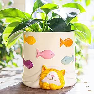 Planters For Indoor Plants, Plants Vintage, Aesthetic Decoration, Modern Boho Decor, Cat Plants, Corgi Gifts, Animal Planters, Patio Storage, Face Planters