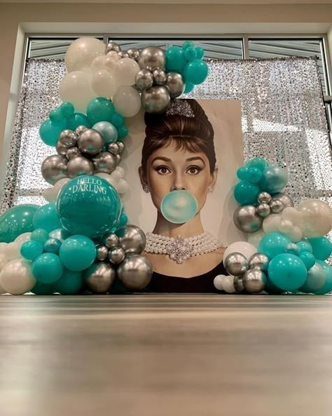 Breakfast At Tiffany's Tea Party, Tiffany And Co Balloon Garland, Tiffany And Co Decorations, Breakfast At Tiffany's Decor, Breakfast At Tiffany's Theme, Tiffany’s Party, Tiffany Theme Party Decorations, Breakfast At Tiffany’s Birthday, Tiffany And Co Backdrop