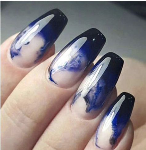 Dark Blue Nails, Water Nails, Marble Nail Designs, Elegant Nail Art, Her Nails, Simple Nail Art Designs, Ballerina Nails, Dark Nails, Nails Manicure