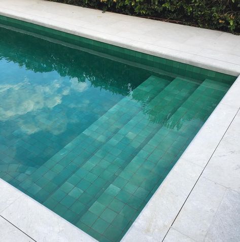 Wyer & Co. Landscaping on Instagram: “Beautiful green Casa Moroccan handmade tiles from Onsite Supply & Design used at our #vaucluse project #moroccantiles #pool…” Green Tile Swimming Pool, Emerald Green Pool Tiles, Green Swimming Pool Tiles, Dark Green Pool Tiles, Green Tile Pool, Dark Green Pool, Green Pool Tiles, Green Swimming Pool, Bali Houses