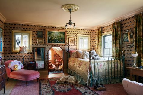 Antique Iron Bed Frame, Louisa Pierce, French Canopy Bed, 1920s Tudor, Antique Iron Bed, Antique Iron Beds, Ad Architectural Digest, New York Townhouse, Brass Bed Frame