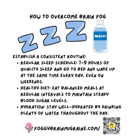 Struggling with brain fog? Establishing a consistent daily routine can make a big difference in mental clarity and overall well-being. 🌟🧠 ✨ Here’s how to get started: 1️⃣ Set a regular sleep schedule: Aim for 7-9 hours of quality sleep each night. 2️⃣ Plan balanced meals: Eat at consistent times and include a mix of protein, healthy fats, and complex carbs. 3️⃣ Schedule breaks: Take regular short breaks during work or study sessions to rest and recharge. 4️⃣ Incorporate exercise: Aim for at ... Healthy Sleep Schedule, Rest And Recharge, Complex Carbs, Study Sessions, Migraine Relief, Quality Sleep, Sleep Schedule, 9 Hours, Balanced Meals