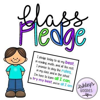 Class Pledge Elementary, Class Pledge, Teachers Activities, Teachers Resources, Classroom Anchor Charts, Reading Games, School Grades, Free Education, School Bulletin Boards