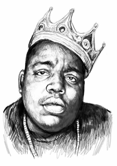 King of New York of Hip Hop Biggie Smalls Painting, Biggie Smalls Art, Colour Drawing, Hip Hop Artwork, Color Drawing Art, Rapper Art, Metal Tattoo, Biggie Smalls, Hip Hop Art