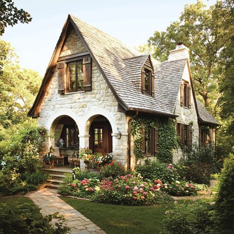 Cottage Houses Inside, Tutor Home Interior, Cozy Cottage Homes Interior, Cottage With Dormers, Storybook House Exterior, Witch Cottage House, Cottage Homes Exterior, French Cottage Aesthetic, Scotland Homes