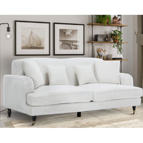 White Sofa, Unique Sofas, Buy Sofa, Sofa Online, Small Places, Stylish Sofa, White Sofas, Boucle Fabric, Sofa Living