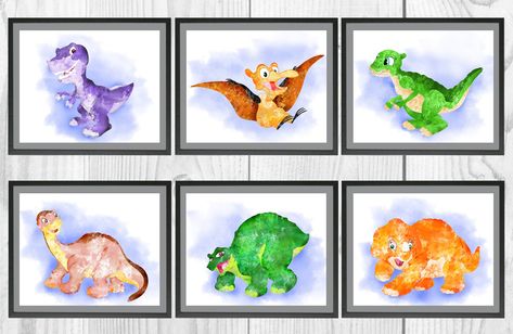 Land Before Time Nursery, Nursery Room Wall Decor, The Land Before Time, Land Before Time, Disney Print, Watercolor Nursery, Dinosaur Baby Shower, Poster Home Decor, Watercolor Rainbow