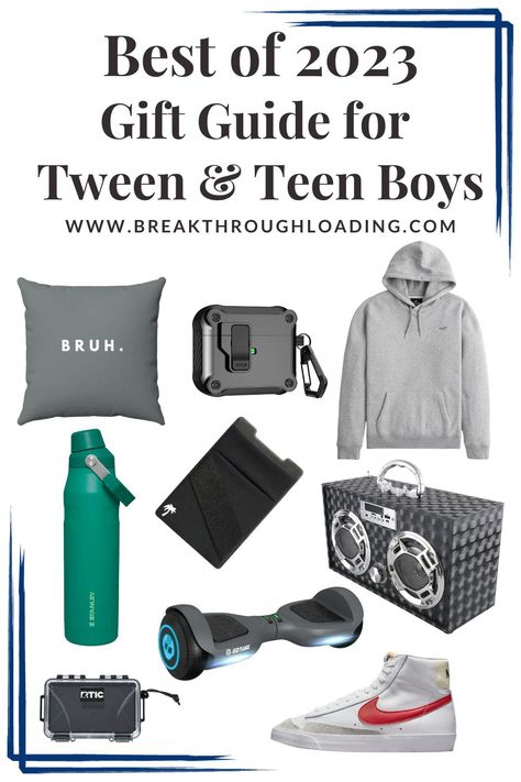 Are you looking for the perfect gift for a tween or teen boy? Discover the ultimate selection of stylish and comfortable clothing, classic accessories, rugged outdoors and sports gear, and other unique and fun gifts. From thoughtful gifts to useful items, find the perfect present for every guy! Check out all 35+ unique gift ideas on the blog! Pre Teen Boy Gift Ideas, Top Gifts For Teenage Boys, Teen Boyfriend Gift Ideas, Gifts For Teenage Boys 2023, Unique Gifts For Teenage Boys, Gifts For Teen Boys 2023, Gift Ideas For 11 Year Boy, Teen Boy Sleepover Ideas, Gift Ideas For 10 Year Boy