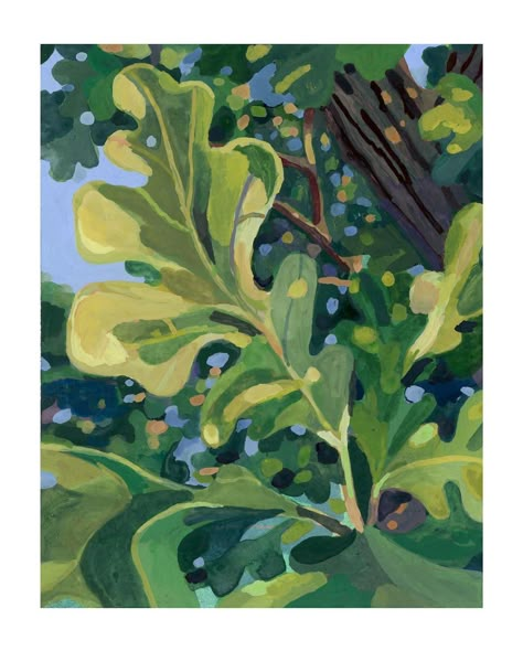 Danielle Bennett on Instagram: “Day 17/30 of #pleinairpril — A study from a photo of an oak tree I took last summer. Found this study very therapeutic to paint. Oak leaf…” Tree Leaves Painting, Leaf Illustrations, Painting Green Aesthetic, Oak Art, Tree Leaves Drawing, Nature Study Paintings, Leaf Photo, Oak Leaf Drawing, Leaf Frame