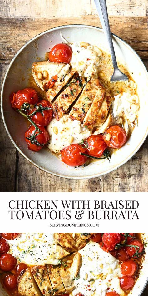 Buratta Recipe, Tomatoes And Burrata, Burrata Recipe, Chicken Delight, Poultry Dishes, Fast Lunch, Duck Recipes, Yummy Meals, Quick Chicken