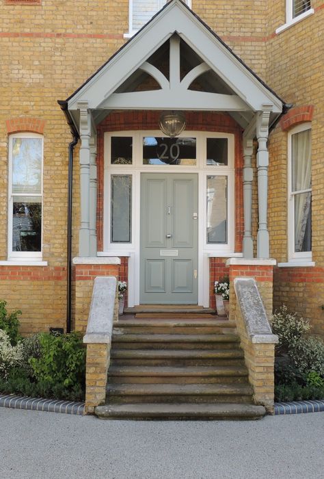 Replacing Edwardian, Victorian & Georgian Front Doors - Timbawood Navy Front Door, Victorian Front Door, Mid Century Modern Door, Victorian Front Doors, Georgian Doors, Lead Light, Victorian Porch, Front Door Styles, Porch Styles