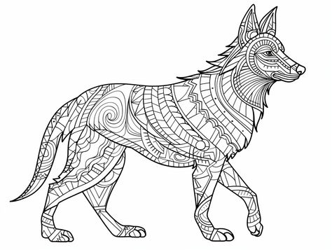 illustration of Coyote-inspired coloring for adults Coloring For Adults, Coloring Page For Adults, Wild Beauty, Safari Adventure, Color Images, Dog Images, Wild Animals, Animal Lovers, Intricate Design