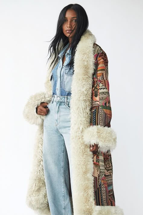 Caravan Coat | Free People Boho Coats For Women, Free People Coat, Free People Outfits Fall, Boho Fashion Winter, Boho Coat, Afghan Coat, Sheepskin Coat, Winter Boho, Free People Jacket