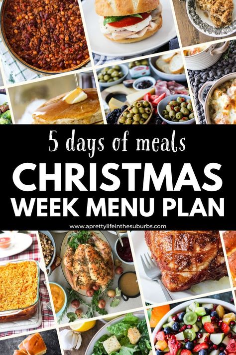 What to Make for the Christmas Holidays: a 5 Day Christmas Week Menu Plan. Includes breakfast, lunch and dinner ideas. Boxing Day Lunch Ideas, Christmas Week Food Ideas, Boxing Day Meal Ideas, Boxing Day Dinner Ideas, Christmas Week Dinner Ideas, Christmas Meal Plan, Christmas Week Meals, Christmas Menu List, Christmas Day Menu Ideas