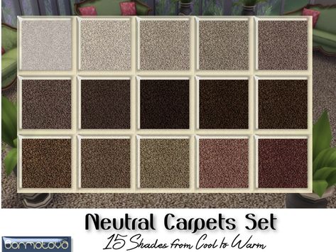 A set of 15 neutral carpets from cool to warm shades.  Found in TSR Category 'Sims 4 Walls & Floors Sets' Sims 4 Carpet Cc Maxis Match, Sims 4 Cc Floors Carpet, Sims 4 Carpet Cc, Sims Furniture, Cc Sims4, Carpet Cleaning Business, Neutral Carpet, Carpet Trends, Brown Carpet