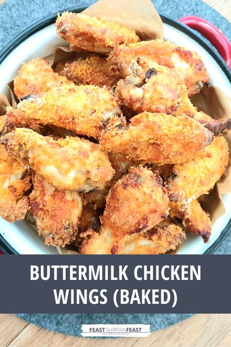 Buttermilk Wings Recipe, Chicken Wings Buttermilk Marinade, Buttermilk Chicken Wings Air Fryer, Breaded Wings Recipe Oven Baked, Buttermilk Marinade For Chicken Wings, Baked Breaded Chicken Wings, Breaded Chicken Wings In The Oven, Baked Fried Chicken Wings, Chicken Wings With Buttermilk