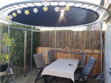 Patio Oasis Ideas, Old Trampoline, Oasis Backyard, Beach Backyard, Backyard Trampoline, Backyard Oasis Ideas, Backyard Beach, Outdoor Kitchen Design Layout, Patio Garden Design