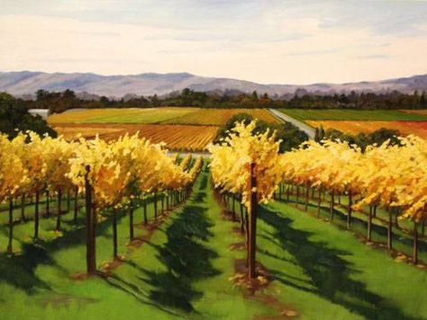 Abstract Vineyard Paintings | vineyard-painting-091 Vineyard Drawing, Vineyard Illustration, Italian Vineyard Painting, Vineyard Painting, Vineyard Paintings Landscapes, Studio Seven, Vineyard Landscape, Vineyard Art, Sky And Water