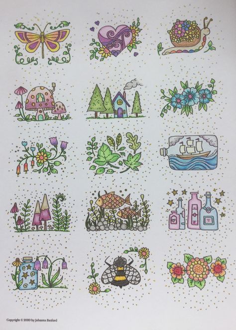 Fairy Garden Doodles, Small Embroidery Ideas, Garden Doodles, Student Sketchbook, Fairy Garden Drawing, Cute Small Drawings, Map Ideas, Toddler Painting, Small Embroidery