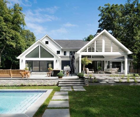 Bright and airy contemporary farmhouse style surrounded by nature Farmhouse Shutters, Farmhouse Contemporary, Rustic Shutters, Modern Farmhouse Exterior, Hamptons House, Contemporary Farmhouse, Beach House Design, Farmhouse Interior, Farmhouse Exterior