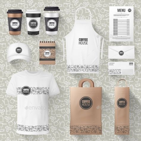 Vector Cafe Merchandise or Coffee Items Mockups #Merchandise, #Cafe, #Vector, #Mockups Cafe Merchandise Ideas, Restaurant Merchandise Ideas, Coffee Merchandise Ideas, Bakery Merchandise Ideas, Bakery Merchandise, Coffee Shop Merchandise, Merch Template, Cafe Merchandise, Coffee Items