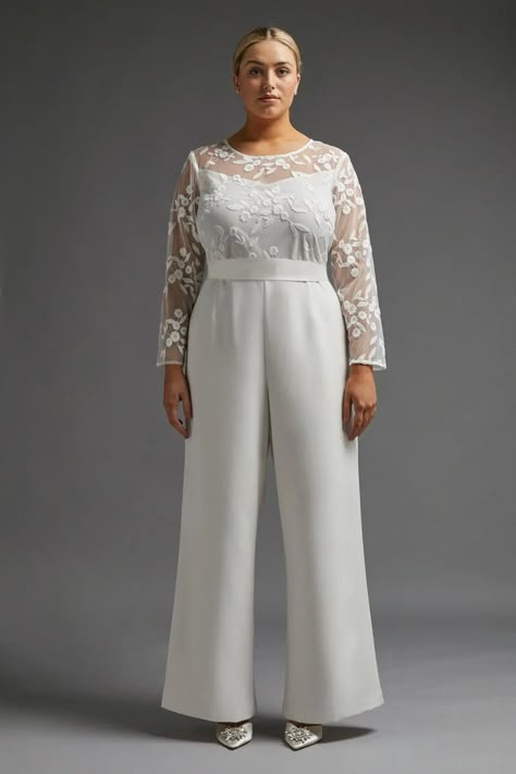 28 of the Best Wedding Jumpsuits for Brides in the UK - hitched.co.uk - hitched.co.uk Plus Size Bridal Jumpsuit, Plus Size Wedding Suit, Wedding Jumpsuit Plus Size, Jumpsuits Wedding, Sweet Wedding Dress, Sewing Wardrobe, Bridal Pants, Wedding Jumpsuits, Wedding Separates