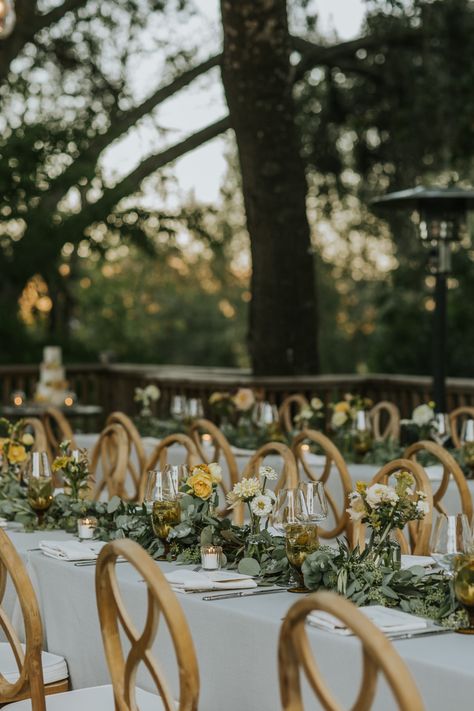 Olive and eucalyptus garland and table scape with bud vases and votives at the Madrona in Healdsburg, CA. Photos by Rebecca Skidgel Photography. Bud Vases Wedding Centerpiece Eucalyptus, Bud Vase Greenery Centerpiece, Garland And Bud Vase Centerpiece, Bud Vases With Greenery On Table, Eucalyptus Runner With Bud Vases, Garland With Bud Vases Wedding, Greenery With Bud Vases, Olive And Eucalyptus Wedding, Greenery Bud Vases Wedding