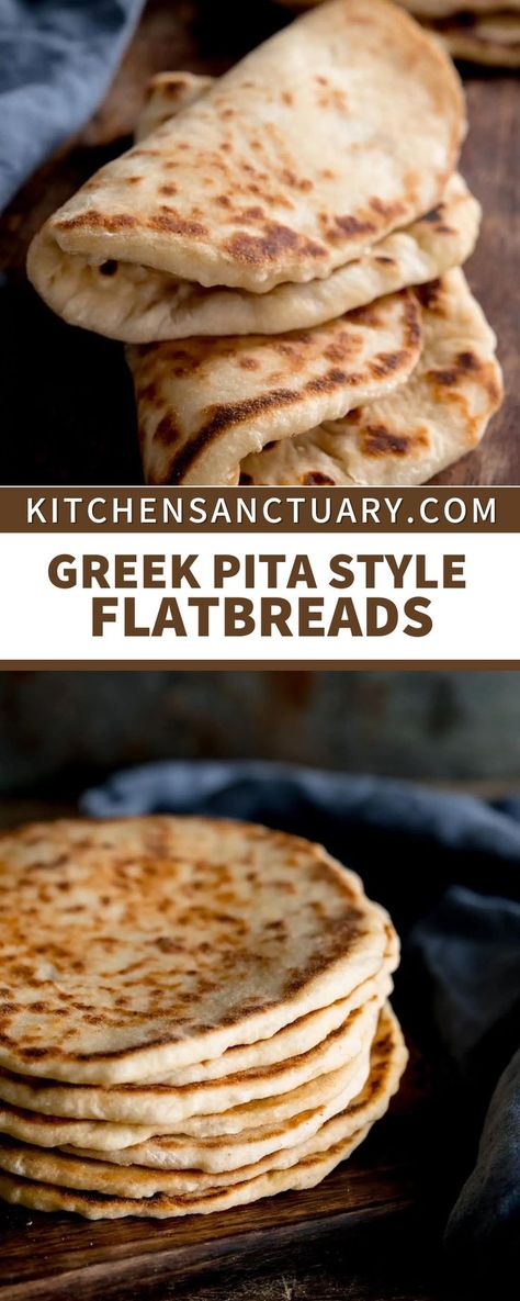 Sourdough Gyro Bread, Flatbread Pita Recipes, Greek Souvlaki Pita, How To Make Gyro Bread, Pita Bread Greek Yogurt, Pita Bread Recipe With Yogurt, Homemade Pita Pockets, Yeast Flatbread Recipes, Gyros Pita Recipe