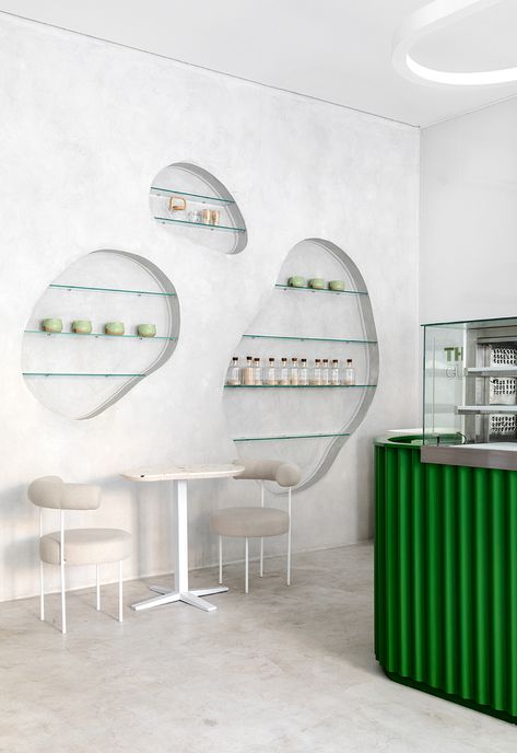 Matcha Coffee Shop, Matcha Coffee, Matcha Cafe, Green Cafe, Bubble Tea Shop, Cafe Concept, Storefront Design, Coffee Shop Bar, Coffee Shops Interior