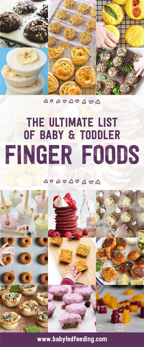 The Ultimate List of Baby and Toddler Finger Foods. Homemade Baby Finger Food Recipes and Ideas for giving Your Baby Nutritious Finger Foods. These delicious finger food recipes are easy to make and are soft for little hands. via @https://www.pinterest.com/babyledfeeding #babyledweaning #blw #kidfood #kidfriendly #kidfriendlyrecipe #familyfood #familyrecipe #healthyrecipe Fingerfood Baby, Toddler Finger Foods, Baby Led Feeding, Healthy Finger Foods, Food For Baby, Led Weaning Recipes, Toddler Food Ideas, Kids Food Ideas, Toddler Foods