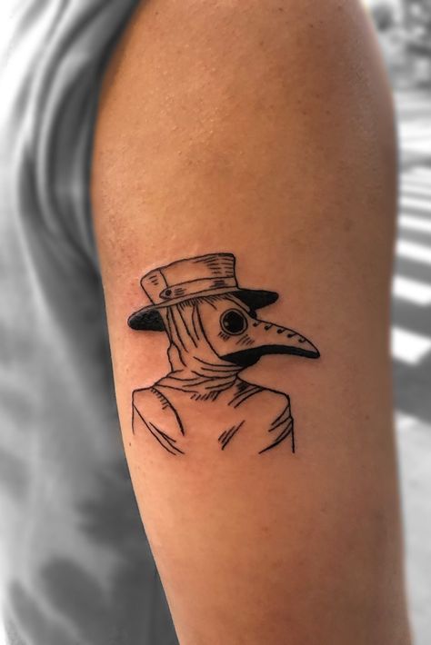 Tattoo uploaded by Taylor Geiger | Plague Doctor Tattoo | 1176320 | Tattoodo Plague Doctor Tattoo, Dr Tattoo, Doctor Tattoo, Beginner Tattoos, History Tattoos, Creepy Tattoos, Mask Tattoo, Stomach Tattoos, Dark Art Tattoo