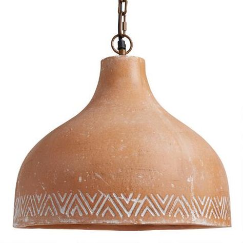 Terracotta Dome Sedona Pendant Lamp | World Market Affordable Pendant Lighting, Pendant Lamp White, Pottery Lighting, Ceramic Pendant Light, Artisan Pottery, Whitewash Wood, Ceramic Light, Mirror Shop, Ceramic Pendant