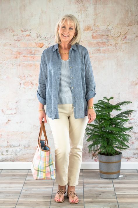 5 Ways to Wear Natural Colored Jeans - Dressed for My Day Florida Clothes, Dressed For My Day, Stylish Outfits For Women Over 50, Casual Summer Outfits For Women, Summer Wardrobe Essentials, Over 60 Fashion, Coastal Grandmother, Denim Wear, Fall Outfit Ideas