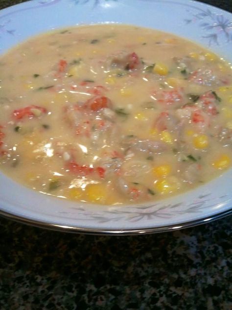 Smoky Mountain Café - Crawfish and Corn Chowder Crawfish Corn Chowder, Crawfish Chowder, Chowder Recipes Healthy, Corn And Crab Bisque, Crawfish Bisque, Corn Chowder Soup, Chowder Recipes Seafood, Alaskan King Crab, Crab Bisque