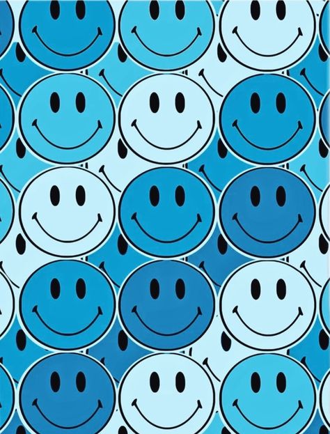 Preppy Aesthetic Wallpaper, Happy Wallpaper, Simple Phone Wallpapers, Preppy Wallpaper, Smiley Faces, Emoji Wallpaper, Phone Wallpaper Images, Blue Decor, Swirl Pattern