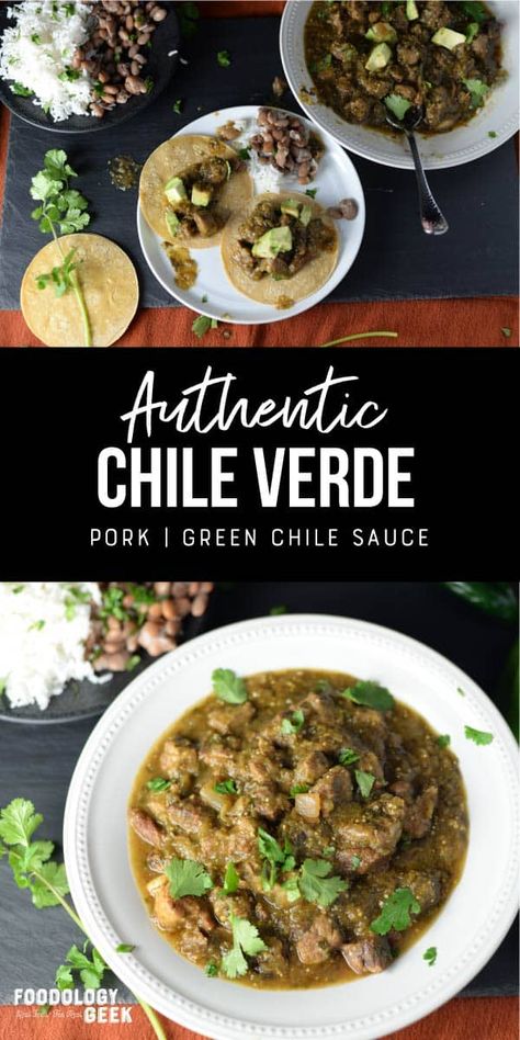 Authentic Chile Verde, Easy Recipe With Chicken, Green Chili Verde, Pork Green Chili, Chile Verde Recipe, Chile Verde Pork, Pork Green Chile, Chili Verde Recipe, Chile Recipe