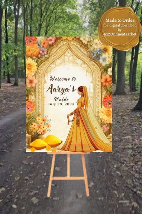 A2ZOnlineMaarket - Etsy Haldi Welcome Board Ideas, Sangeet Entry Ideas, Sangeet Signage, Haldi Aesthetic, Wedding Name Board, Elegant Wedding Welcome Sign, Wedding Signage Template, Hindu Wedding Decorations, Wedding Welcome Board