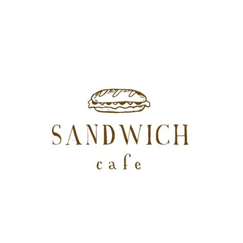 Drawing Sandwich, Working In Cafe, Sandwich Logo, Sandwich Drawing, Sandwich Cafe, Online Logo Creator, Baguette Sandwich, Cafe Logo Design, Sandwich Bar