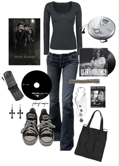 Aesthetic Outfits Y2k Grunge, 2000 Twilight Outfits, Emo Looks 2000s, Tvd Clothes Aesthetic, Outfit Ideas Twilight, Twilight Outfit Inspiration, Grunge Outfit Y2k, Fall Outfits Y2k Grunge, Outfits Inspired By Thirteen