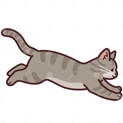 Simple and Adorable Gray Tabby Cat Jumping Outlined Stock Vector - Illustration of head, animals: 219288356 Cat Jumping Illustration, Running Cat Illustration, Cat Jumping Drawing, Cat Illustration Simple, Tabby Cat Drawing, Cat Running, Cat Jumping, Gray Tabby Cat, Jumping Cat