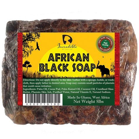 no.1 Best Quality African Black Soap - Bulk 5lb Raw Organic Soap for Acne, Dry Skin, Rashes, Burns, Scar Removal, Face and Body Wash, Authentic Beauty Bar From Ghana West Africa - Incredible By Nature >>> See this great product. Burn Scar Removal, Skin Rashes, Facial Bar, Authentic Beauty, Unrefined Shea Butter, African Black Soap, Palm Kernel Oil, Scar Removal, Remove Dark Spots