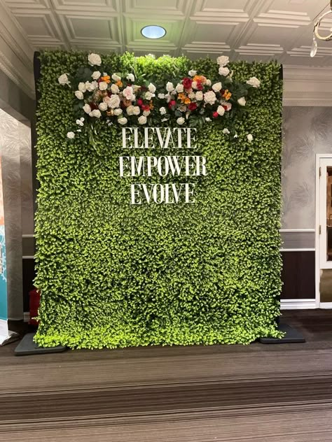 Women’s Day Event Decor, Corporate Conference Event Decor, Photo Wall Corporate Event, Conference Stage Set Design, Womans Conference Decor Ideas, Nonprofit Event Decor, Corporate Garden Party, Themes For Women's Events, Spring Gala Decorations