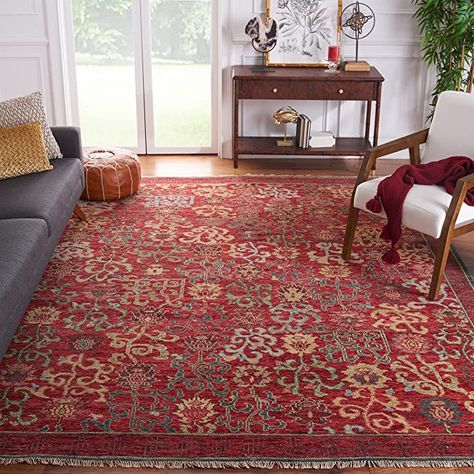 Inspired by nineteenth century Persian Sultanabad carpets, this exquisite wool rug is hand-knotted by artisans skilled in adapting incredibly detailed motifs to a modern sensibility. Soft, earthy colors and a wide border hint at Arts and Crafts style. Folding Ottoman, Safavieh Rug, Sultanabad Rug, Floral Area Rugs, Ivory Rug, Rug Shapes, Transitional Style, Store Decor, Traditional Rugs