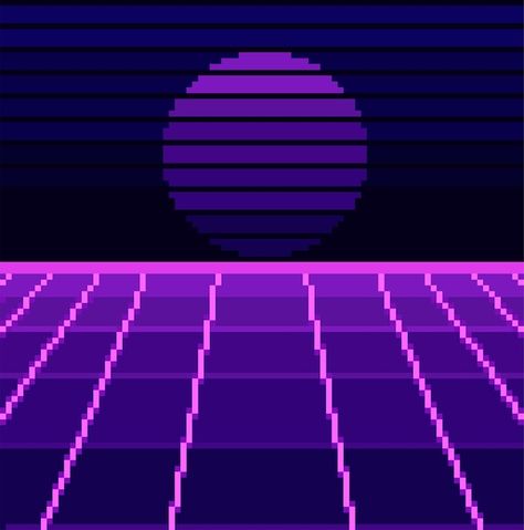 Sunset Pixel Art, Scifi Background, 80s Computer, Wallpaper Pixel, Image Pixel Art, Purple Theme, Wallpaper Computer, Retro Wave, Purple Themes